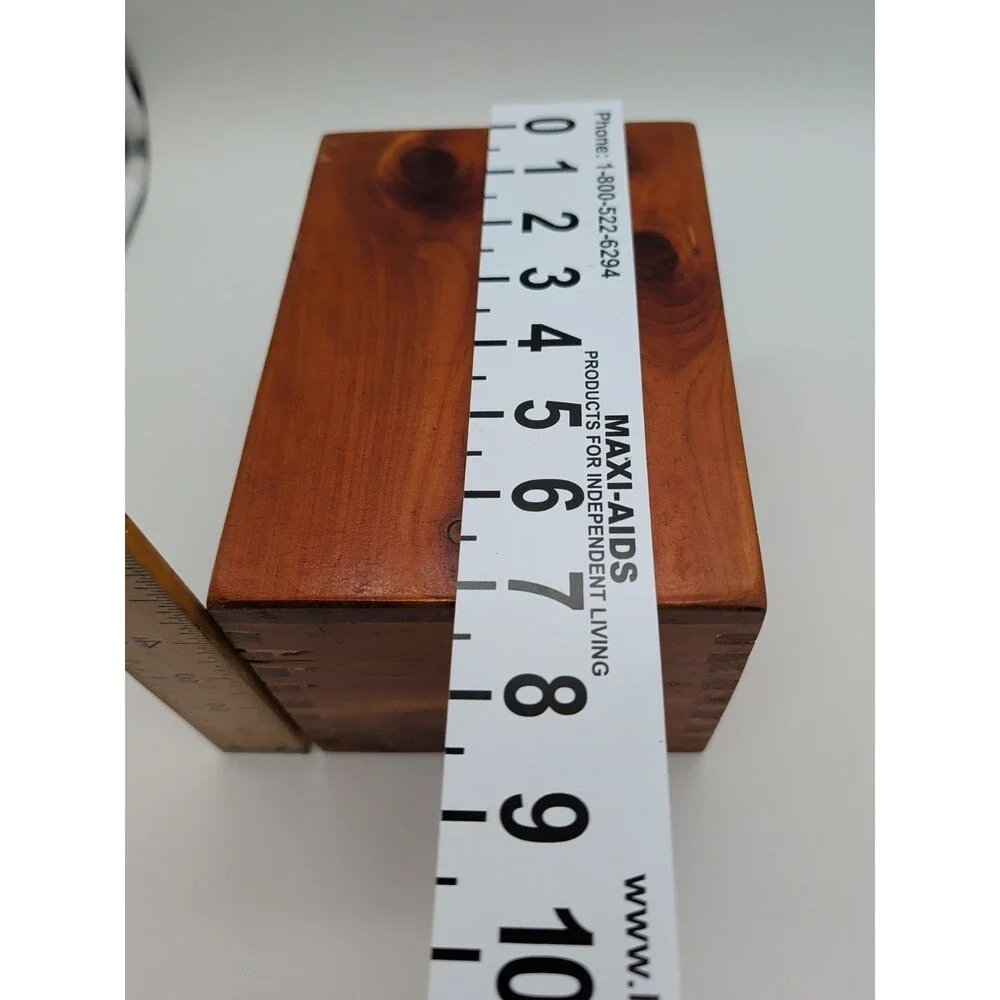 Vintage Cedar Wooden Hinged Recipe Index File Trinket Box